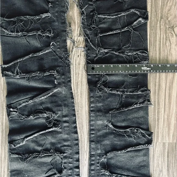 Rockstar Originals Jean Mens 34x46 Black Bootcut Flared Distressed Detailing - Picture 12 of 13